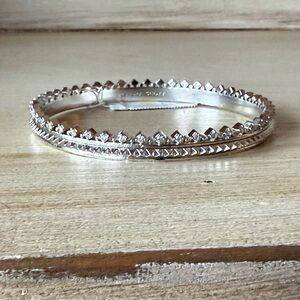 NWT Kendra Scott Mary Caroline Crown Bracelet Bangle Rhodium Silver Tone